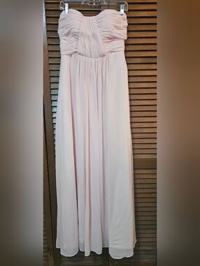 Strapless Pleated Formal Dress in Blush Pink